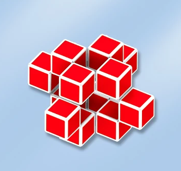 Red Magic Geometric Varied Cube